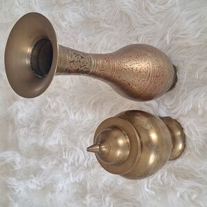 Two brass accent pieces made in India